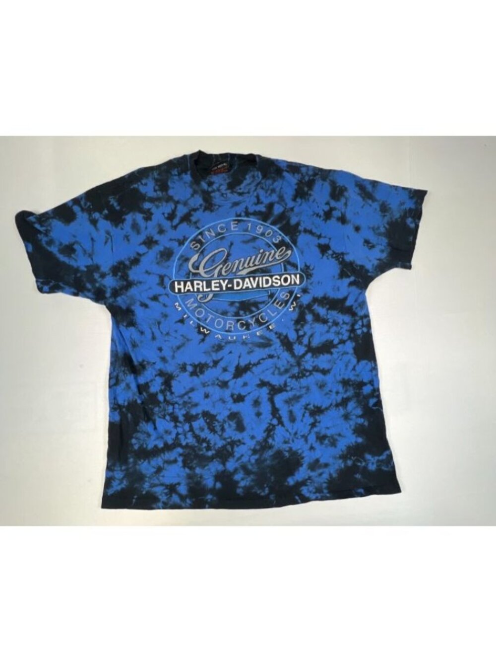 Vintage Harley-Davidson Shirt Men Size XL Blue Tie Dye Traverse City MI Eagle